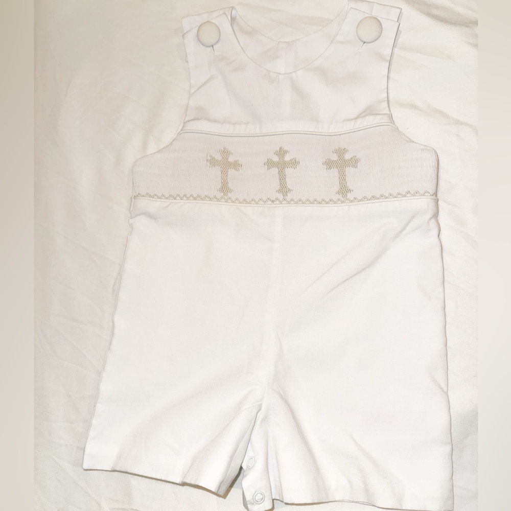 White Kids Overalls with Embroidered Design